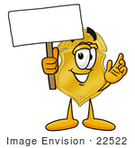#22522 Clip Art Graphic Of A Gold Law Enforcement Police Badge Cartoon Character Holding A Blank Sign