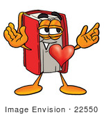 #22550 Clip Art Graphic Of A Book Cartoon Character With His Heart Beating Out Of His Chest