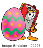#22553 Clip Art Graphic Of A Book Cartoon Character Standing Beside An Easter Egg