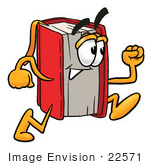 #22571 Clip Art Graphic Of A Book Cartoon Character Running