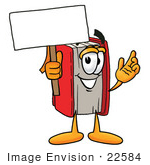 #22584 Clip Art Graphic Of A Book Cartoon Character Holding A Blank Sign