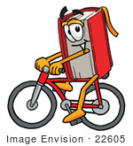 #22605 Clip Art Graphic Of A Book Cartoon Character Riding A Bicycle