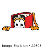 #22608 Clip Art Graphic Of A Book Cartoon Character Peeking Over A Surface