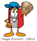 #22610 Clip Art Graphic Of A Book Cartoon Character Catching A Baseball With A Glove