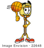 #22648 Clip Art Graphic Of A Straw Broom Cartoon Character Spinning A Basketball On His Finger