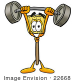 #22668 Clip Art Graphic Of A Straw Broom Cartoon Character Holding A Heavy Barbell Above His Head