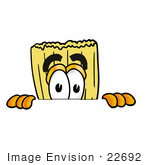 #22692 Clip Art Graphic Of A Straw Broom Cartoon Character Peeking Over A Surface