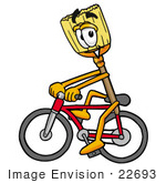 #22693 Clip Art Graphic Of A Straw Broom Cartoon Character Riding A Bicycle