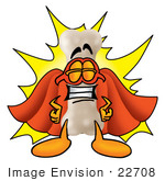 #22708 Clip Art Graphic Of A Bone Cartoon Character Dressed As A Super Hero