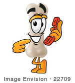 #22709 Clip Art Graphic Of A Bone Cartoon Character Holding A Telephone