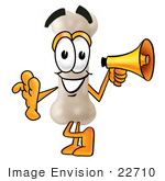 #22710 Clip Art Graphic Of A Bone Cartoon Character Holding A Megaphone