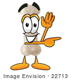 #22713 Clip Art Graphic Of A Bone Cartoon Character Waving And Pointing