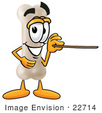#22714 Clip Art Graphic Of A Bone Cartoon Character Holding A Pointer Stick
