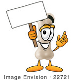#22721 Clip Art Graphic Of A Bone Cartoon Character Holding A Blank Sign