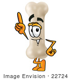 #22724 Clip Art Graphic Of A Bone Cartoon Character Pointing Upwards