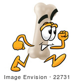#22731 Clip Art Graphic Of A Bone Cartoon Character Running