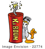 #22774 Clip Art Graphic Of A Beaker Laboratory Flask Cartoon Character Standing With A Lit Stick Of Dynamite