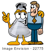 #22775 Clip Art Graphic Of A Beaker Laboratory Flask Cartoon Character Talking To A Business Man