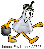 #22797 Clip Art Graphic Of A Laboratory Flask Beaker Cartoon Character Bowling