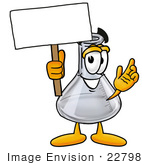 #22798 Clip Art Graphic Of A Laboratory Flask Beaker Cartoon Character Holding A Blank Sign