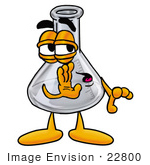 #22800 Clip Art Graphic Of A Laboratory Flask Beaker Cartoon Character Whispering And Gossiping