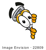 #22809 Clip Art Graphic Of A Laboratory Flask Beaker Cartoon Character Peeking Around A Corner