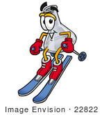 #22822 Clip Art Graphic Of A Laboratory Flask Beaker Cartoon Character Skiing Downhill