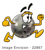 #22867 Clip Art Graphic Of A Bowling Ball Cartoon Character Running