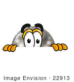 #22913 Clip Art Graphic Of A Bowling Ball Cartoon Character Peeking Over A Surface