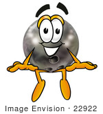 #22922 Clip Art Graphic Of A Bowling Ball Cartoon Character Sitting
