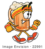 #22991 Clip Art Graphic Of A Frothy Mug Of Beer Or Soda Cartoon Character Speed Walking Or Jogging