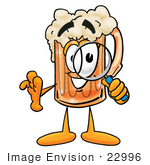 #22996 Clip Art Graphic Of A Frothy Mug Of Beer Or Soda Cartoon Character Looking Through A Magnifying Glass