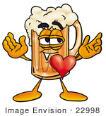 #22998 Clip Art Graphic Of A Frothy Mug Of Beer Or Soda Cartoon Character With His Heart Beating Out Of His Chest