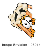 #23014 Clip Art Graphic Of A Frothy Mug Of Beer Or Soda Cartoon Character Peeking Around A Corner