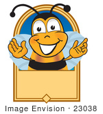 #23038 Clip Art Graphic Of A Honey Bee Cartoon Character Label