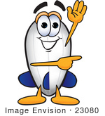 #23080 Clip Art Graphic Of A Dirigible Blimp Airship Cartoon Character Waving And Pointing
