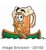 #23102 Clip Art Graphic Of A Frothy Mug Of Beer Or Soda Cartoon Character Rowing A Boat