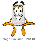 #23118 Clip Art Graphic Of A Calculator Cartoon Character Sitting