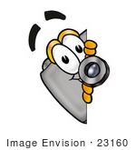 #23160 Clip Art Graphic Of A Flash Camera Cartoon Character Peeking Around A Corner