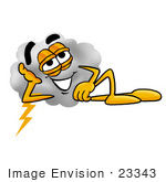 #23343 Clip Art Graphic Of A Puffy White Cumulus Cloud Cartoon Character Resting His Head On His Hand