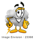 #23368 Clip Art Graphic Of A Puffy White Cumulus Cloud Cartoon Character Pointing At The Viewer