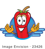 #23426 Clip Art Graphic Of A Red Chilli Pepper Cartoon Character Logo