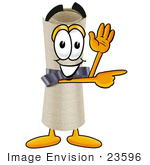 #23596 Clip Art Graphic Of A Rolled Diploma Certificate Cartoon Character Waving And Pointing