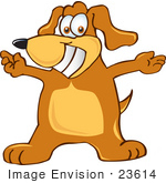 #23614 Clip Art Graphic Of A Cute Brown Hound Dog Cartoon Character