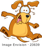 #23639 Clip Art Graphic Of A Scared Brown Hound Dog Cartoon Character