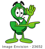 #23652 Clip Art Graphic Of A Green Usd Dollar Sign Cartoon Character Waving And Pointing