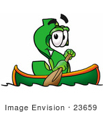 #23659 Clip Art Graphic Of A Green Usd Dollar Sign Cartoon Character Rowing A Boat