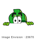 #23670 Clip Art Graphic Of A Green Usd Dollar Sign Cartoon Character Peeking Over A Surface