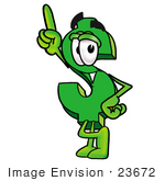 #23672 Clip Art Graphic Of A Green Usd Dollar Sign Cartoon Character Pointing Upwards