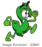 #23681 Clip Art Graphic Of A Green Usd Dollar Sign Cartoon Character Running